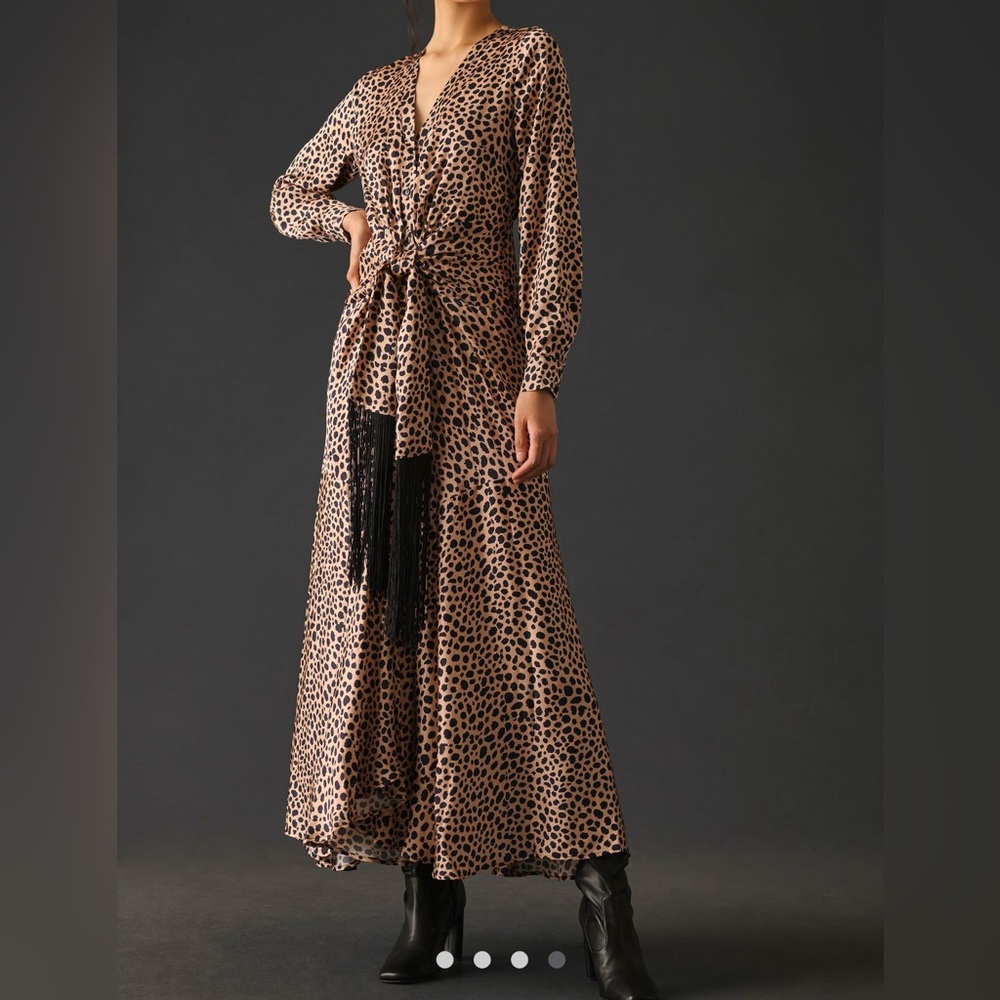 Delfi Collective Leopard Knot-Front Maxi Dress – Size Large